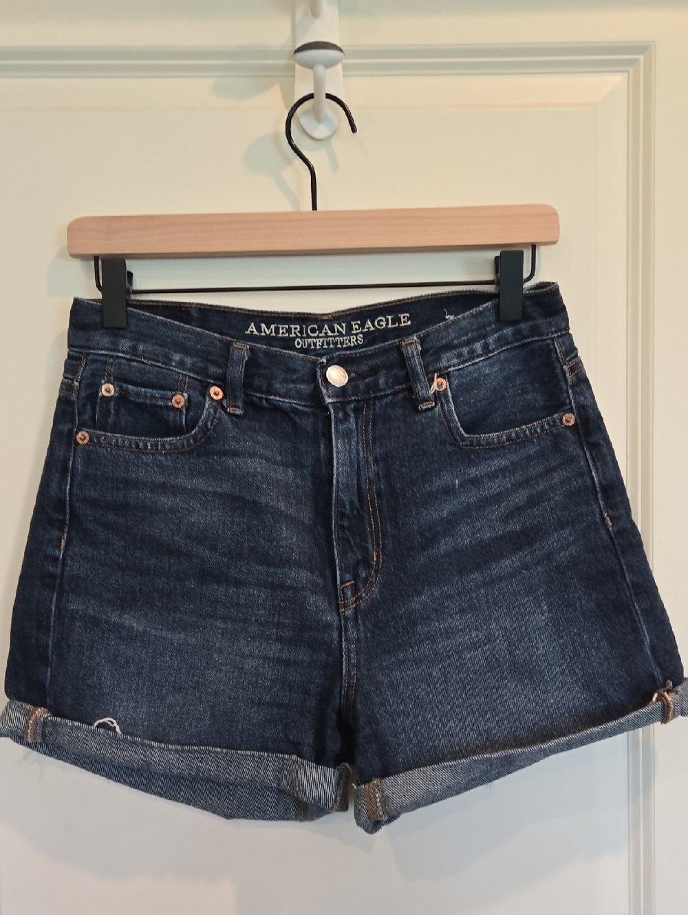 American Eagle Outfitters Dark Blue Rolled Cuff Mom Shorts